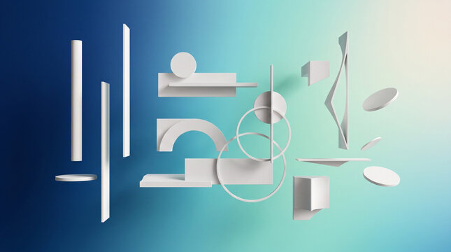 Abstract 3D Geometric Design Elements Composition