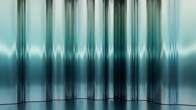 Abstract 3d background with vertical metallic panels and soft teal lighting