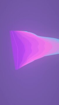 Vertical layered topographic wave slice floats with glowing neon purple and cyan gradient layers in a dynamic 3D animation abstract concept loop