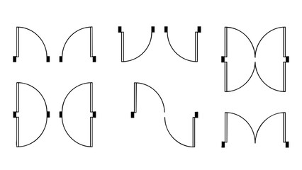 2D Architectural Door CAD Symbols Set Top View Floor Plan Vector Illustration © Imran