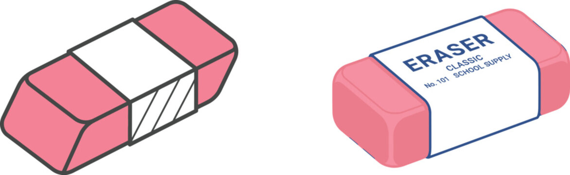 Pink classic school eraser block illustration