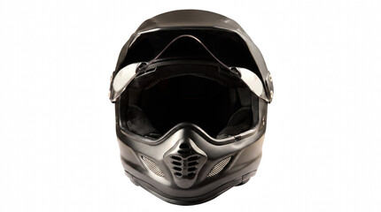 Fototapeta premium Front View of Matte Grey Motocross Helmet with Visor Up