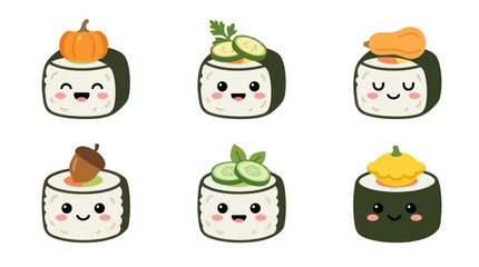 Cute kawaii food sushi with autumn vegetables © Jacob