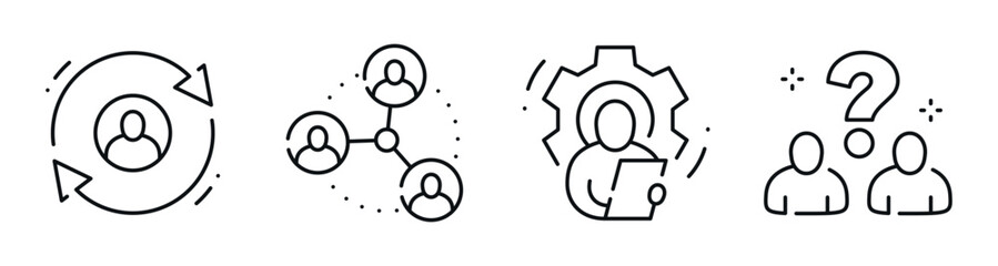 Fototapeta na wymiar User management and collaboration icons for team processes. Editable stroke