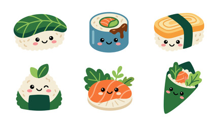 Cute kawaii sushi food characters © shuma99
