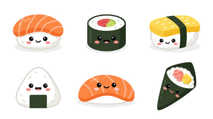 Cute kawaii sushi food characters © shuma99