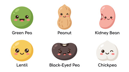 Obraz premium Cute legume characters with expressions