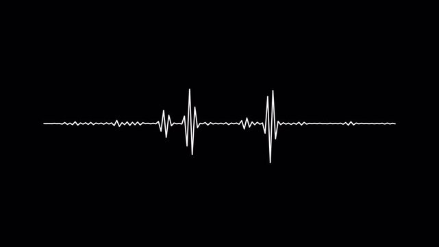 Music sound wave or audio wavefrom on transparent background. Line digital minimalist voice and symbol technology with alpha channel in 4k.