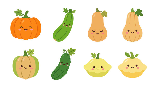 Cute kawaii vegetables assortment