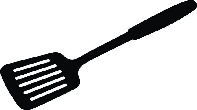 Black spatula with slotted head and handle