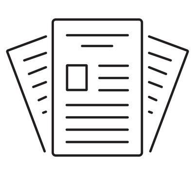 Minimalist document line icon, professional paper files vector illustration, business report and documentation symbol for office workflow
