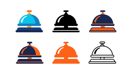 Fototapeta premium Hotel Bell Icon with Reception Service Bell in Flat, Silhouette, Outline and Glyph Design