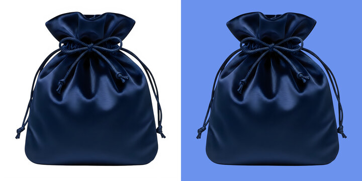 Dark blue satin drawstring gift bag