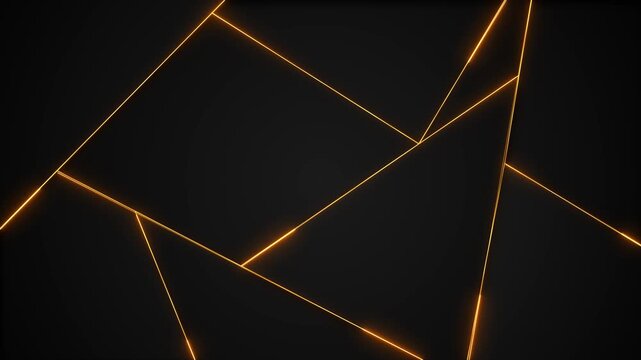 Golden neon geometric line background glowing shapes, luxury space, modern abstract composition. tech intros, cinematic titles, premium presentations, stylish promos, futuristic motion graphics.