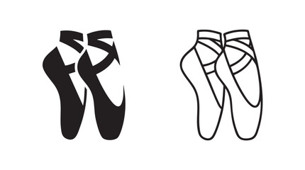ballet slipper black silhouette outline art vector icon black silhouette and outline art black silhouette and outline art vector icon © Shamsul