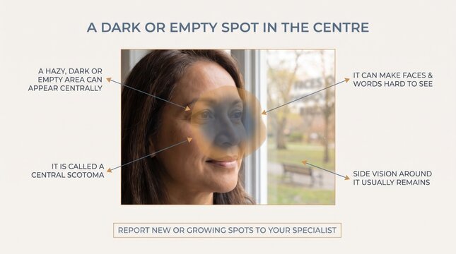 A dark or empty spot in your vision