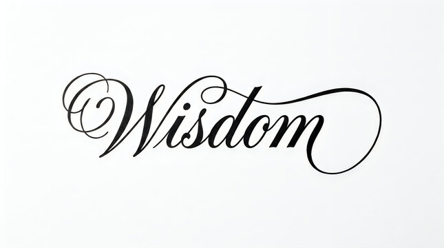 Wisdom text calligraphy fancy elegant style isolated on white background with calligraphy, typography