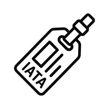 Outline Monochrome Airport Luggage Tag IATA Travel Information Line Icon