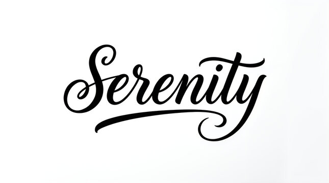 Serenity calligraphy lettering design on white background with serenity calligraphy lettering typography