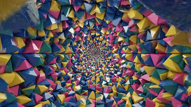 Kaleidoscopic Geometric Tunnel of Colorful Triangles