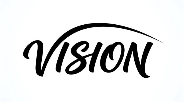Vision script lettering design with swish swoosh accent lettering typography calligraphy abstract