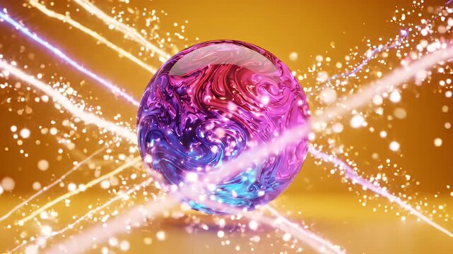 Colorful Orb with Light Streaks Animation