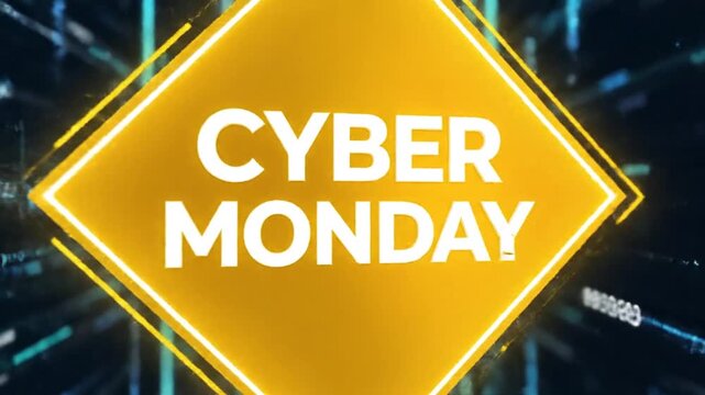 Cyber Monday sign on blue digital data background