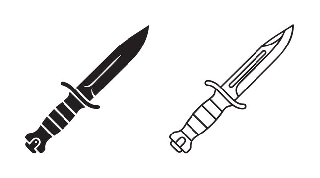 black silhouette bayonet outline art vector icon black silhouette and outline art vector black silhouette and outline art vector icon