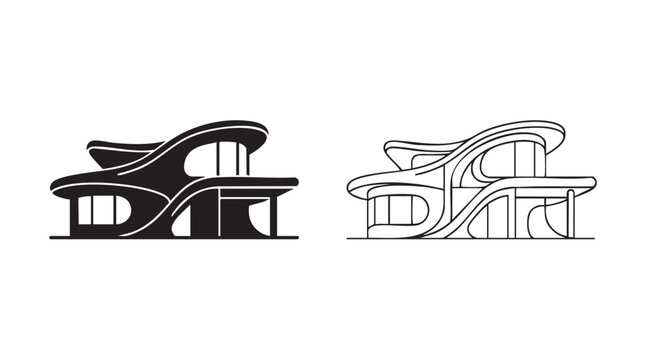 blueprint black silhouette and outline art vector icon design