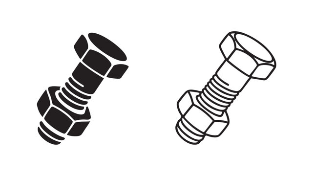 bolts and nuts black silhouette outline art vector icon black silhouette and outline art black silhouette and outline art vector icon