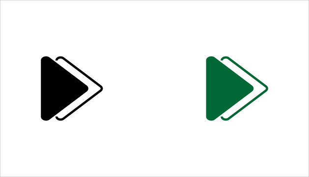 Outline double fast forward icon set,  representing rapid playback, skip ahead, acceleration, multimedia navigation, and digital media controls.