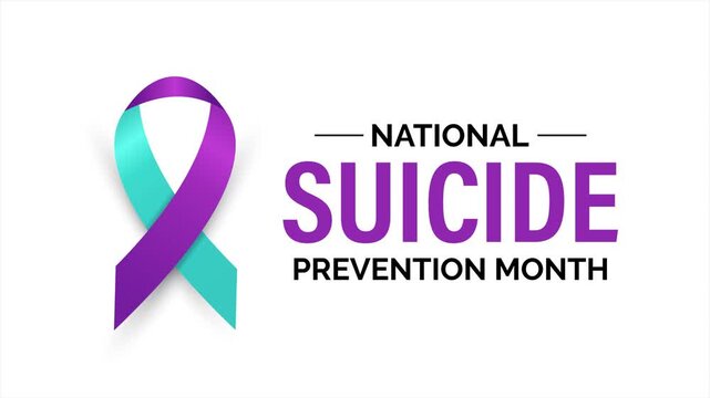 Animated suicide prevention ribbon with elegant typography and smooth professional motion.