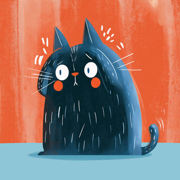 驚く猫。恐怖。不安