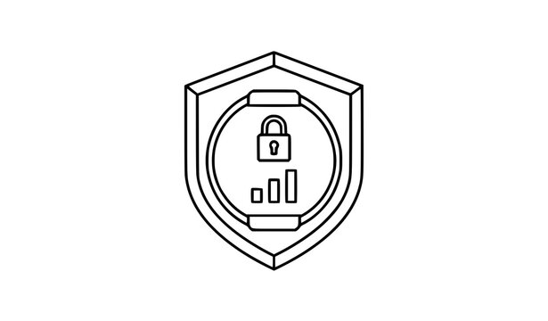 Minimalist NFC access bracelet logo linear geometric security wristband shield icon vector