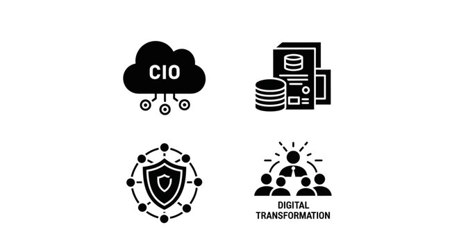 CIO Cloud Security and Data Protection Concept Vector Icon