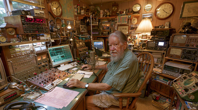 Vintage Electronics Workshop: Hobbyist's Retro Technology Studio with Radio and Gadgets