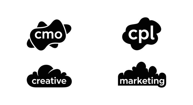 CMO and Creative Cloud Logos - Modern Abstract Icons for Marketing and Innovation