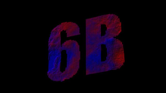 Glowing 6B Particle Number Animation with Neon Gradient Digital Dots 4K Motion Graphics