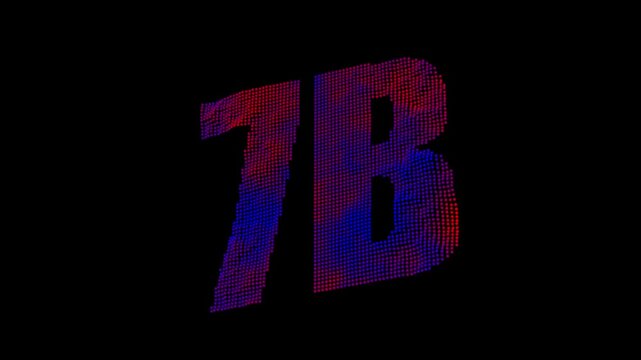 Glowing 7B Particle Number Animation with Neon Gradient Digital Dots 4K Motion Graphics