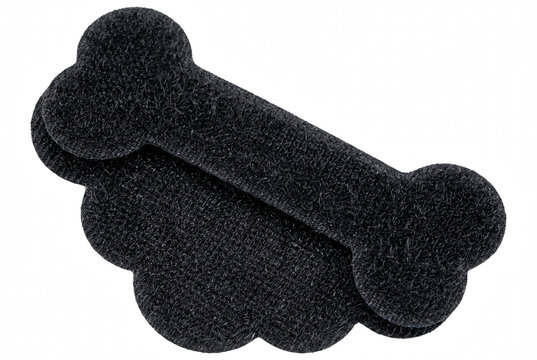 Dark grey bone shaped hook and loop fastener patch