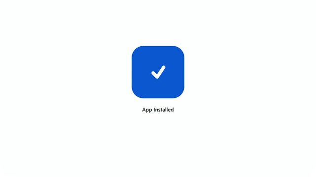 Software Installation Progress Bar Animation with Down Arrow Icon and Completed App Installed Message