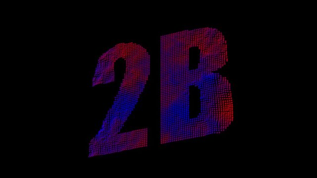Glowing 2B Particle Number Animation with Neon Gradient Digital Dots 4K Motion Graphics