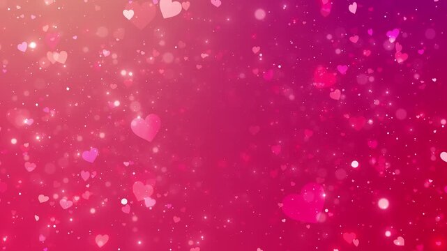 Pink heart bokeh love background soft floating hearts, bright sparkles, romantic gradient space. Valentine videos, wedding edits, anniversary greetings, romance intros, social posts, festive overlays.