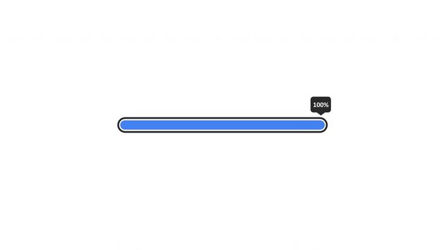 Simple blue loading bar with a small black progress indicator on a clean white background