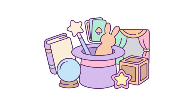 Magic performance icons with bunny rabbit.