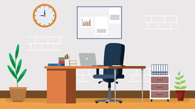 2D Animated Office Interior Background Motion Graphics Design