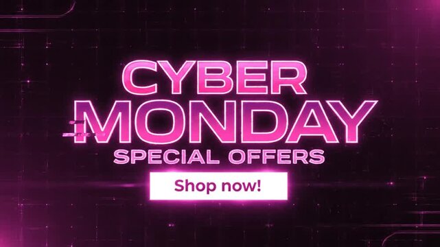 Cyber Monday special offers on neon pink digital background