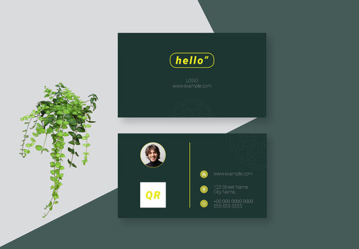 Elegant Dark Green Business Card Design Template