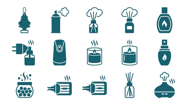 Air freshener and home fragrance product icons.