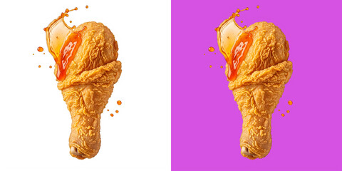 Crispy fried chicken leg with sauce splash © Mst